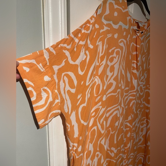 Monki Orange Doodle Print Oversized Shirt Dress - Picture 7 of 10